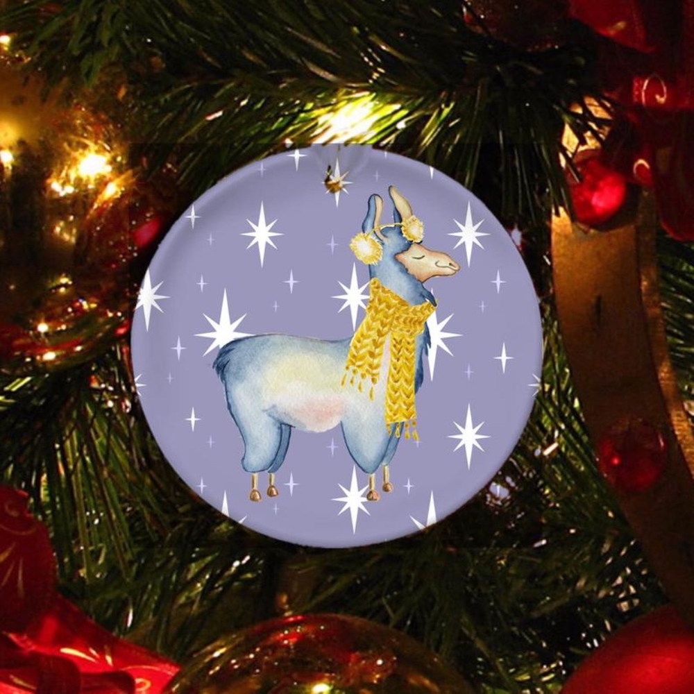 Custom Christmas Tree Ornament set/3,‎ Cute Llamas - Picture 2 of 4